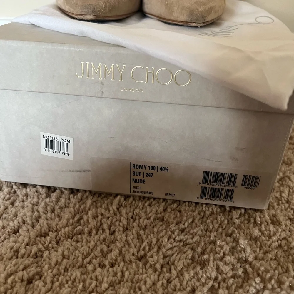 Jimmy Choo Romy 100 Suede 247 nude. Size 40.5 (10) - Picture 3 of 6